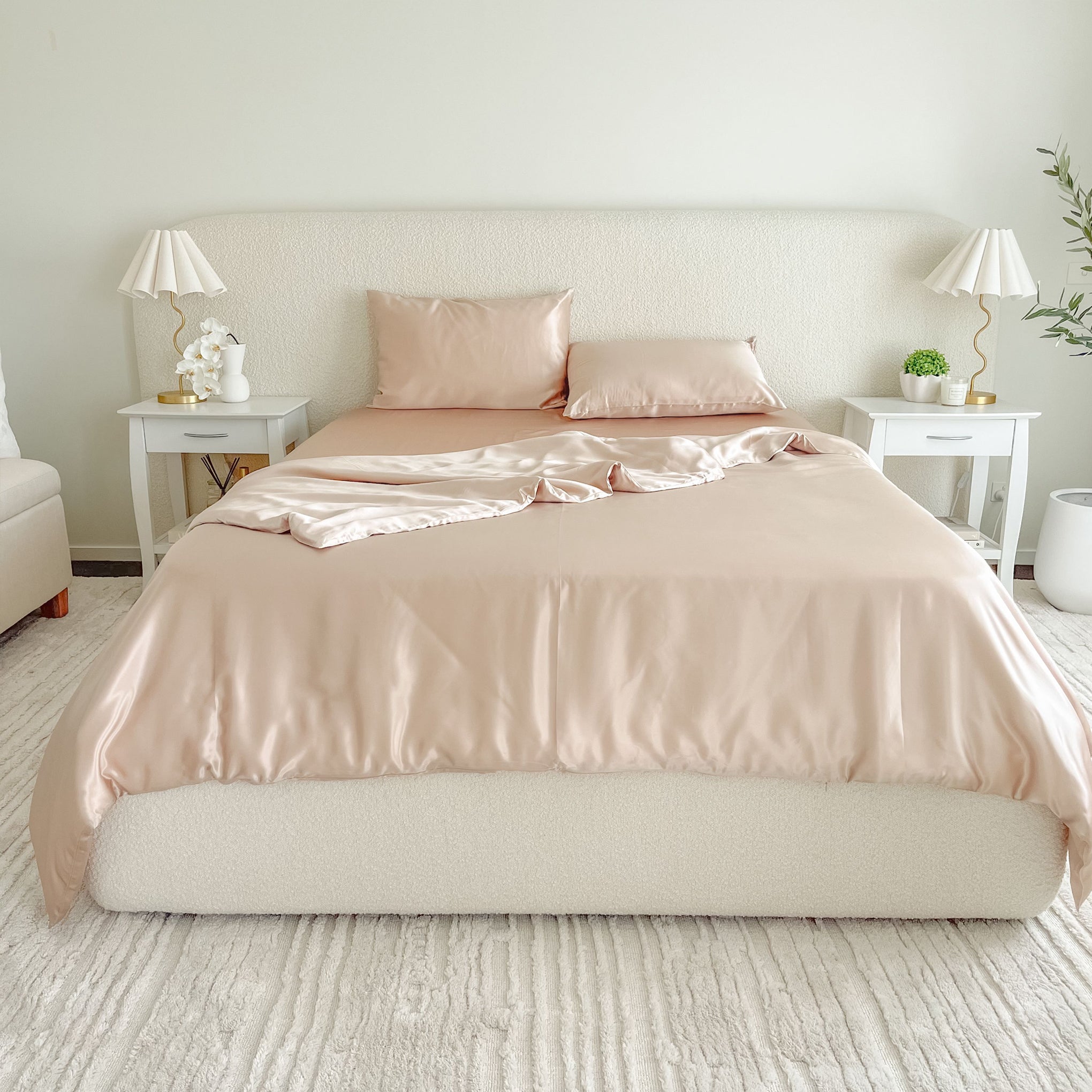 Baby pink silk on sale bedding